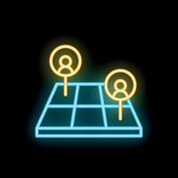 Neon icon of customer relationship management showing two persons connected on a grid vector