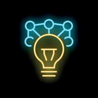 Neon lightbulb representing idea generation process vector