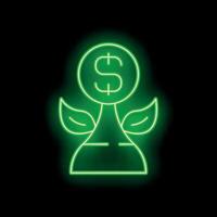Neon green chess pawn with dollar sign and leaves for sustainable business growth vector