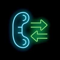 Neon icon of phone handset with exchanging arrows vector