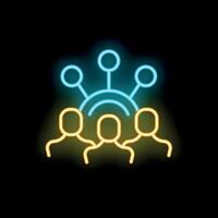 Neon icon of business people network representing team working together vector