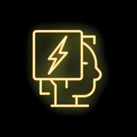 Neon sign representing brainstorming with brain and lightning bolt vector