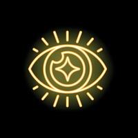 Neon eye shining brightly representing vision and perception vector