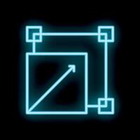 Neon blue icon of scaling up on black background vector