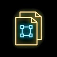 Neon icon of documents with selection representing digital marketing strategy vector