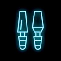 Neon icon of wireless earbuds glowing on dark background vector