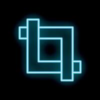 Neon crop sign glowing on black background vector
