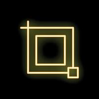 Neon yellow crop tool interface element glowing on black background vector