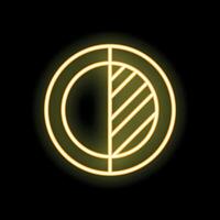 Neon yellow abstract circular shape glowing on black background vector