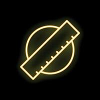 Neon ruler measuring circle icon on black background vector