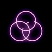 Purple neon rgb color model icon glowing on black background vector