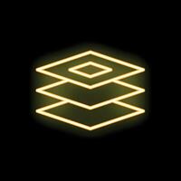 Neon yellow layered squares glowing on black background vector