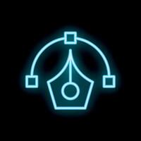 Neon sign of pen tool connecting points for graphic design vector