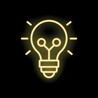 Neon lightbulb shining representing ideas and solutions vector