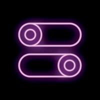Neon toggle switch button icon glowing on a black background vector