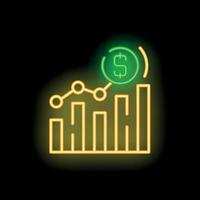 Neon style graph showing increasing profits with dollar sign vector