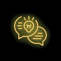 Neon icon of two speech bubbles communicating an idea vector