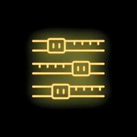 Neon icon of three level equalizer bars glowing yellow vector