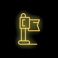 Neon sign representing a mailbox with flag displaying new mail vector