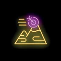 Neon sign representing reaching a goal with a target on top of a mountain vector