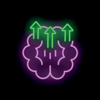 Neon brain with arrows pointing up representing growth mindset vector
