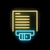 Neon icon of credit card being inserted into pos terminal for payment vector