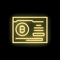 Neon yellow cryptocurrency website interface displaying bitcoin symbol vector