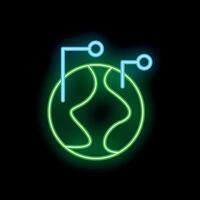 Neon icon of planet earth representing global network vector