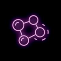 Neon molecule structure glowing on black background vector