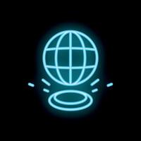 Neon globe icon representing global communication and connection vector
