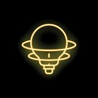 Neon lightbulb orbiting around a planet representing innovative ideas vector
