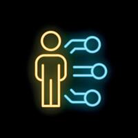 Neon icon of person choosing from multiple options vector