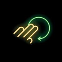 Neon icon of hand gesturing rotating circular motion vector