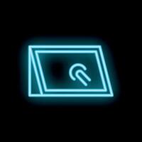 Neon icon of attached paper sheet glowing on black background vector