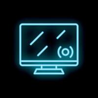 Neon icon of computer showing loading screen symbol vector