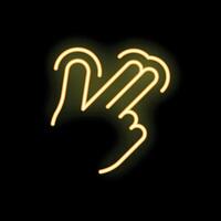 Neon sign illustrating a hand with two fingers tapping on a touch screen vector