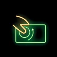Neon sign icon of a hand pressing a button, symbolizing updating or refreshing vector