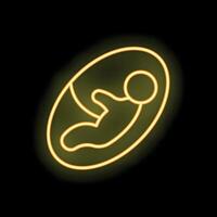 Neon icon of fetus developing in womb representing pregnancy vector
