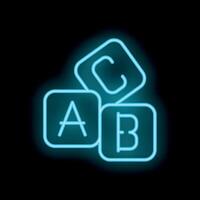 Neon abc blocks glowing against a black background vector