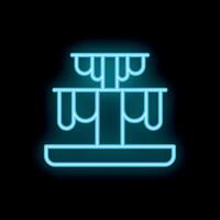 Neon fountain water feature glowing on dark background vector