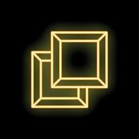 Neon yellow abstract cubes glowing on black background vector