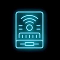 Neon sign of a smart home system controlling temperature and wifi vector