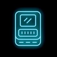 Neon sign of retro handheld electronic game console on a black background vector