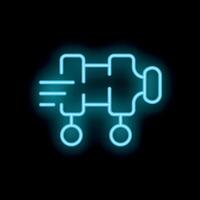 Neon sign of rover exploring a planet surface in blue vector
