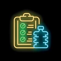 Neon sign representing a daily water intake checklist for hydration tracking vector
