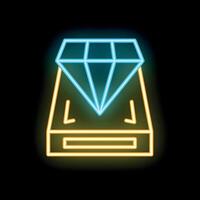 Neon icon of external hard drive with abstract shining brilliant diamond vector
