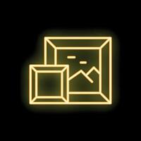 Neon sign showing two picture frames hanging on a wall vector