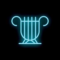 Blue neon lyre shining in the dark vector