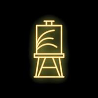 Neon sign of easel with painting on black background vector
