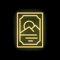 Neon sign representing a picture of mountains and sun shining vector